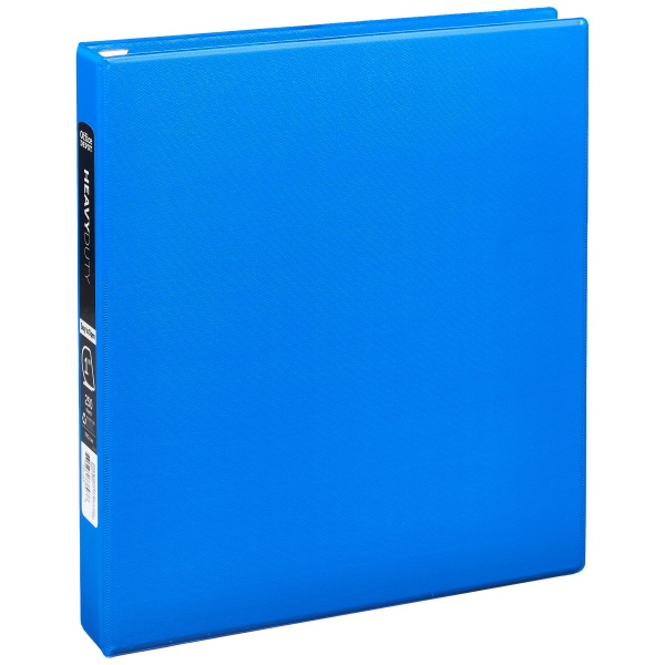 slide 1 of 5, Office Depot Brand Heavy-Duty 3-Ring Binder, 1'' D-Rings, 49% Recycled, Blue, 1 in