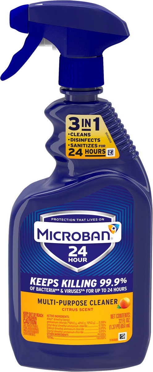 slide 3 of 3, Microban Multi Purpose Spray Citrus, 22 fl oz