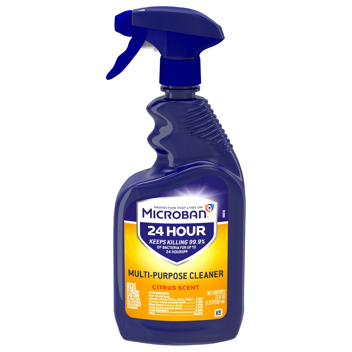 slide 1 of 1, Microban 24 Hour Multi-Purpose Cleaner and Disinfectant Spray, Citrus Scent, 22 fl oz, 22 oz