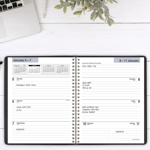 slide 6 of 8, AT-A-GLANCE® DayMinder® Executive 2026 Weekly Monthly Planner with Notes, Black, Medium, 7"" x 8 3/4"", 1 ct