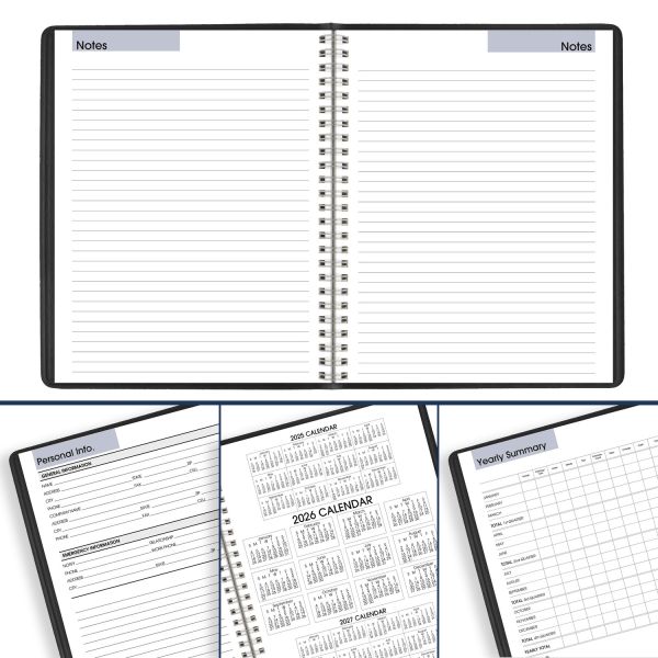 slide 2 of 8, AT-A-GLANCE® DayMinder® Executive 2026 Weekly Monthly Planner with Notes, Black, Medium, 7"" x 8 3/4"", 1 ct