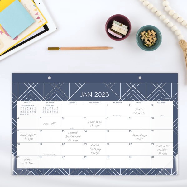 slide 3 of 8, Cambridge® Apex 2026 Monthly Desk Pad Calendar, Compact, 17 3/4"" x 11"", 1 ct
