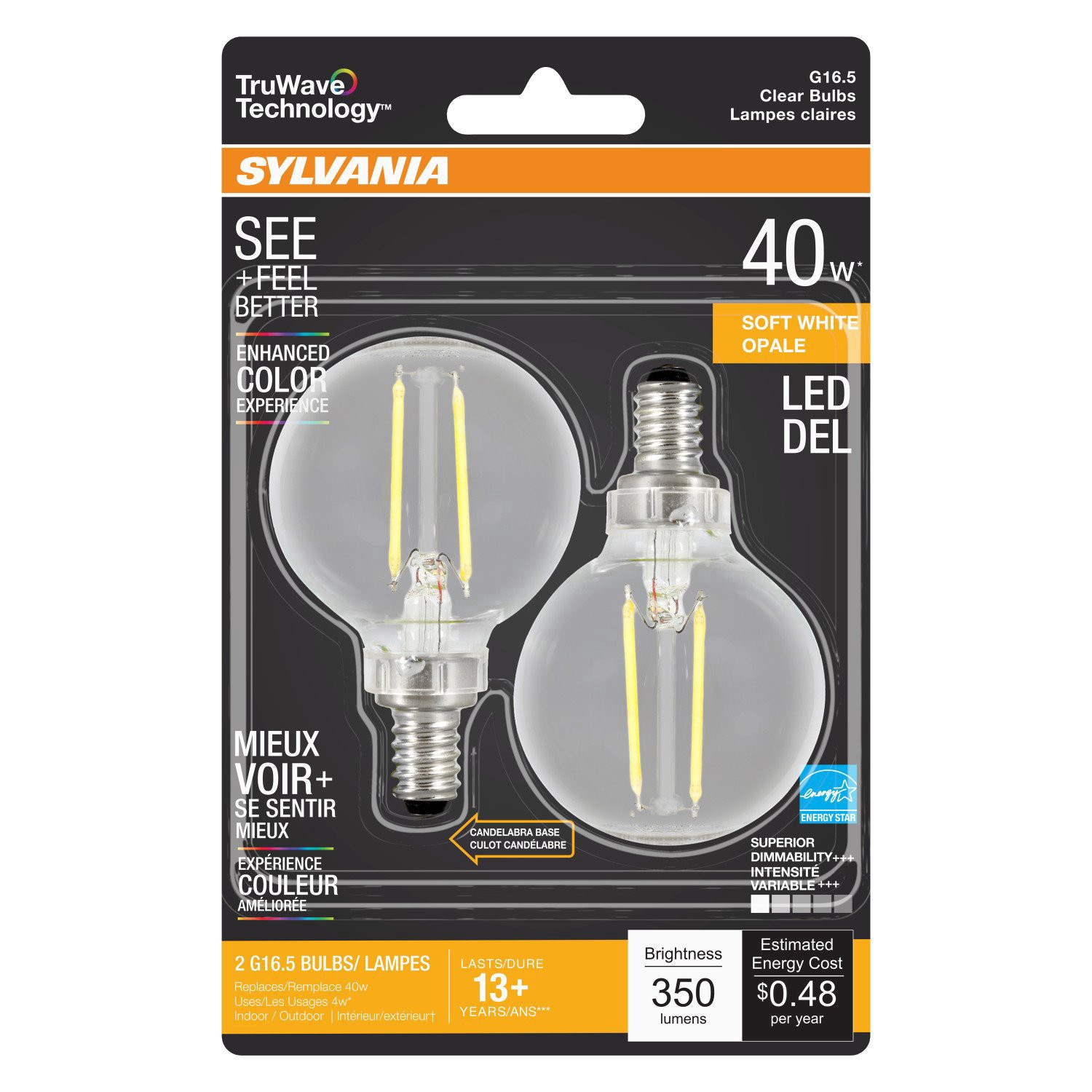 slide 1 of 1, Sylvania Sylv Led 4 Watt Clear Globe Warm, 1 ct