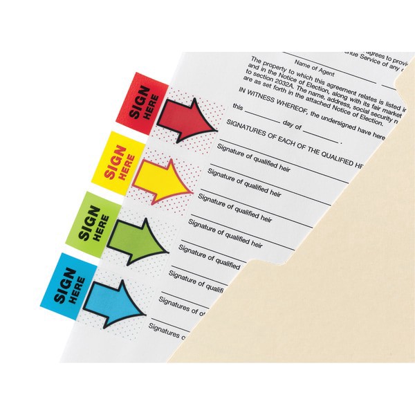 slide 4 of 9, Post - it Flags in Dispenser - 200 Sign Here - 48 Arrow Flags - Four Colors -, 4 pk; 50 ct