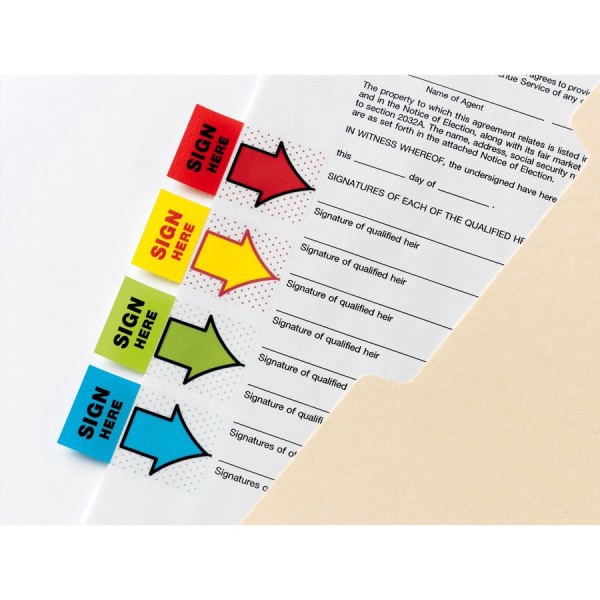 slide 9 of 9, Post - it Flags in Dispenser - 200 Sign Here - 48 Arrow Flags - Four Colors -, 4 pk; 50 ct