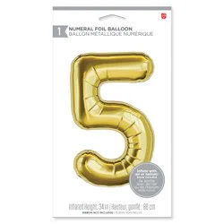 American Greetings Large Gold Foil Number '5' Balloon