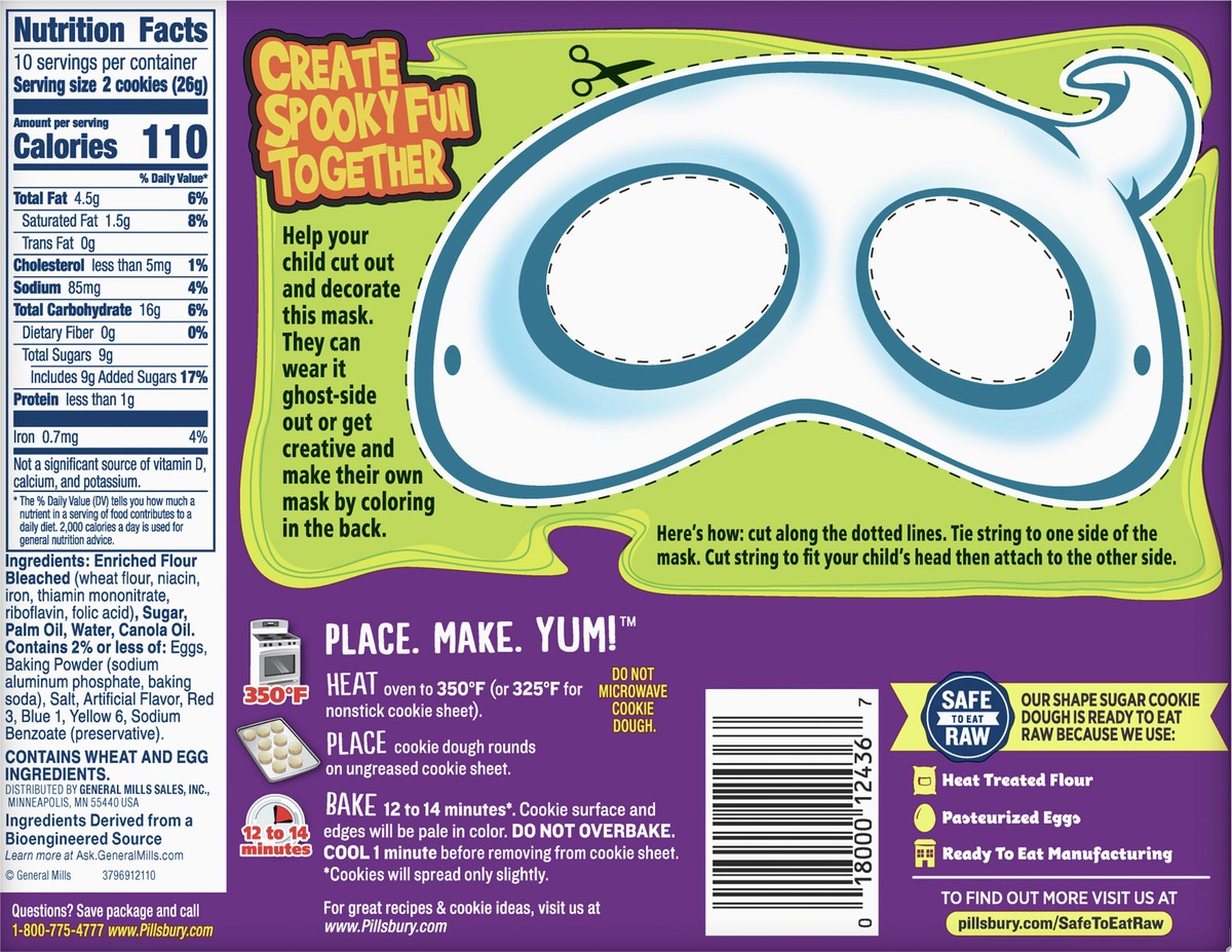 slide 9 of 9, Pillsbury Ready to Bake Ghost Shape Sugar Cookie Dough, 9.1 oz, 9.1 oz
