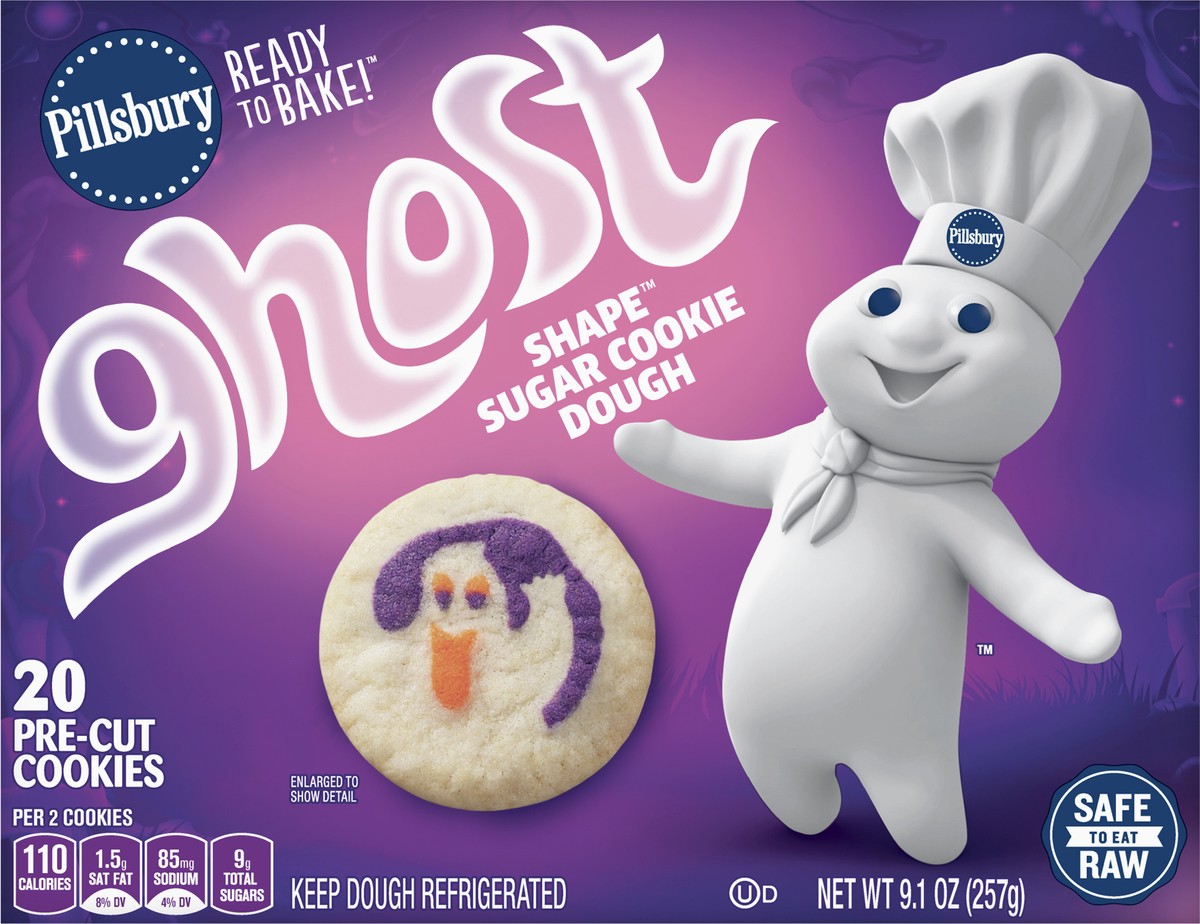 slide 7 of 9, Pillsbury Ready to Bake Ghost Shape Sugar Cookie Dough, 9.1 oz, 9.1 oz