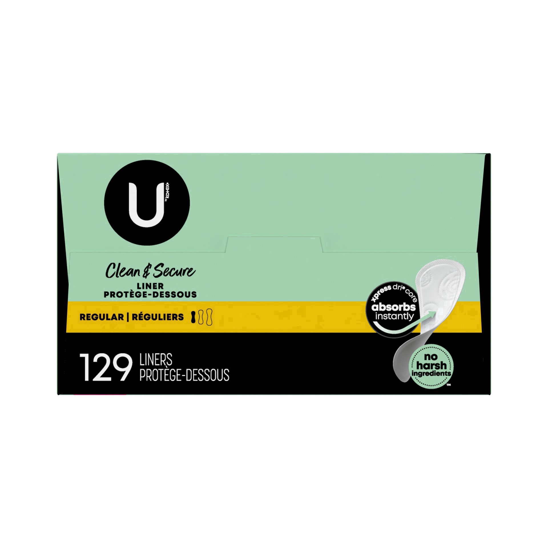 slide 108 of 124, U by Kotex Clean & Secure Fragrance Free Panty Liners - Light Absorbency - 129ct, 129 ct