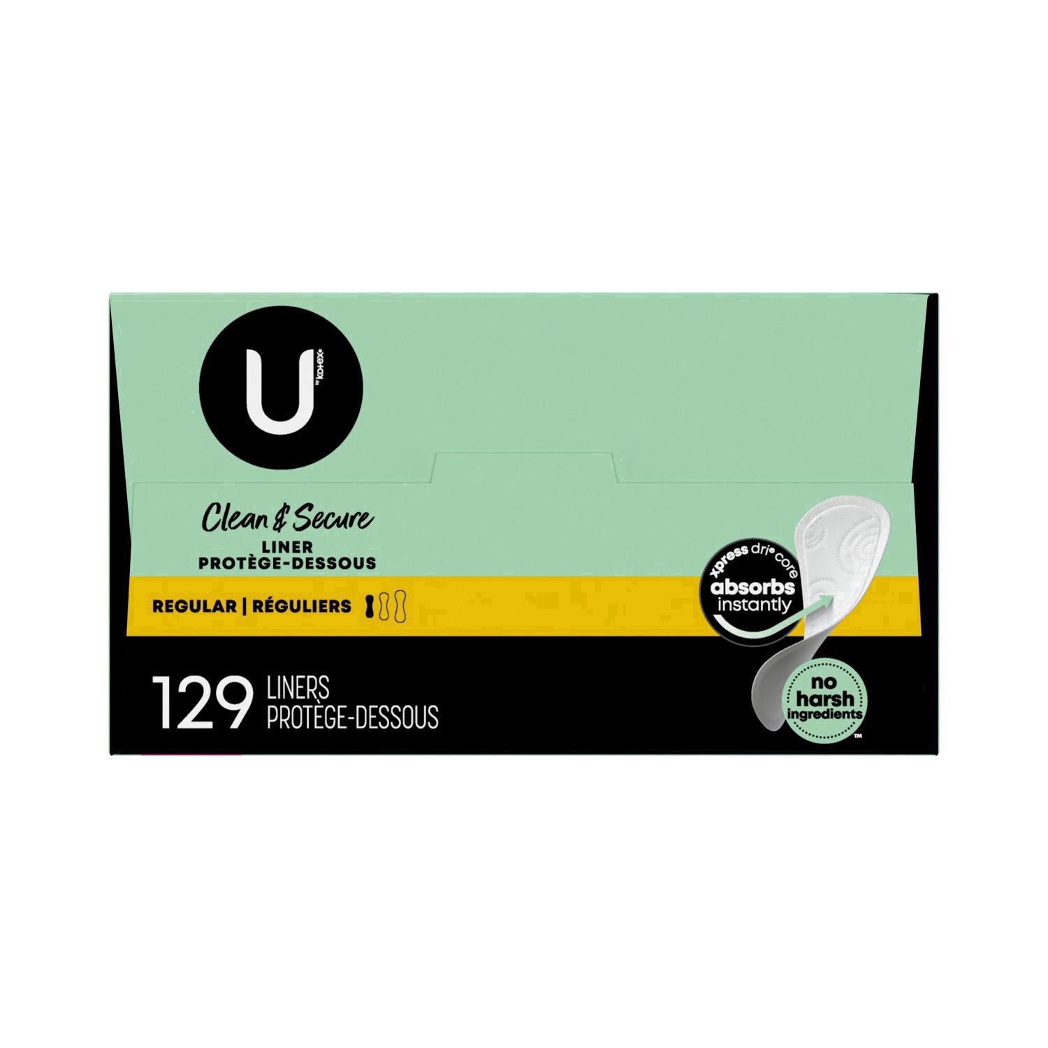 slide 44 of 124, U by Kotex Clean & Secure Fragrance Free Panty Liners - Light Absorbency - 129ct, 129 ct