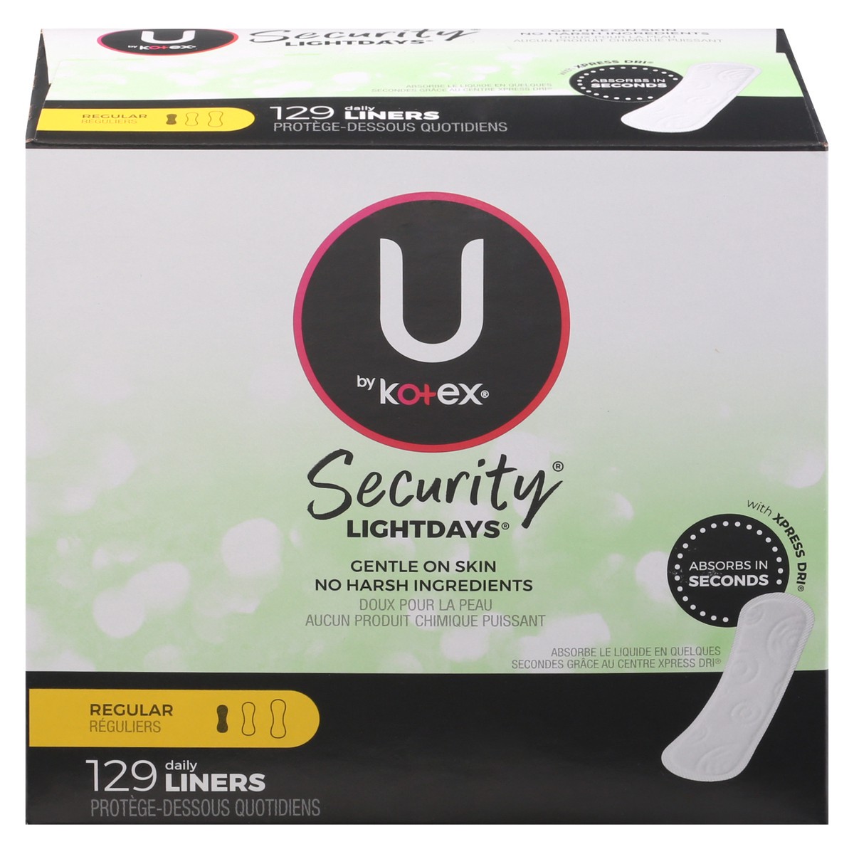 slide 1 of 124, U by Kotex Clean & Secure Fragrance Free Panty Liners - Light Absorbency - 129ct, 129 ct