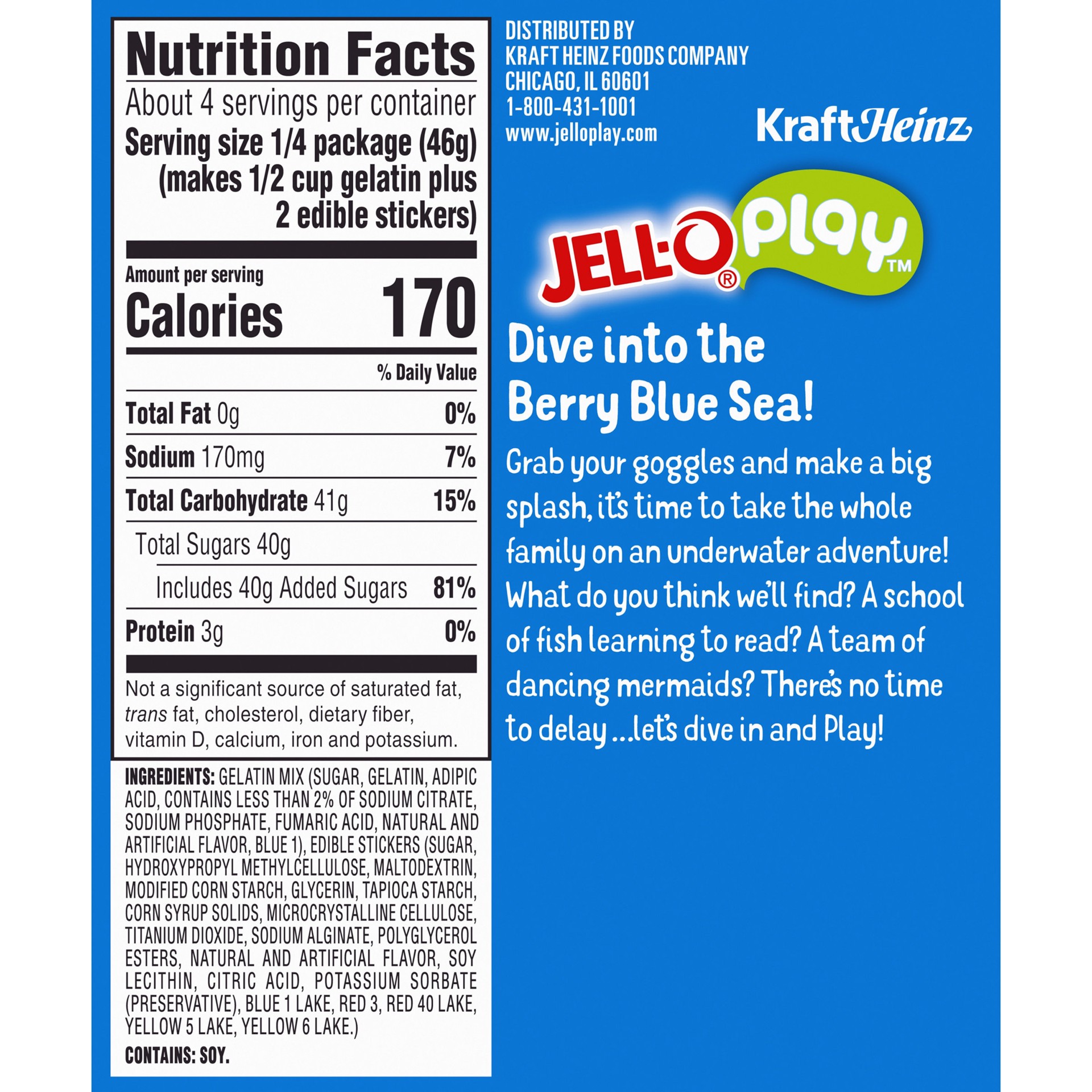slide 7 of 10, Jell-O Play Edible Ocean Berry Blue Gelatin Mix & Edible Stickers Kit, 6 oz