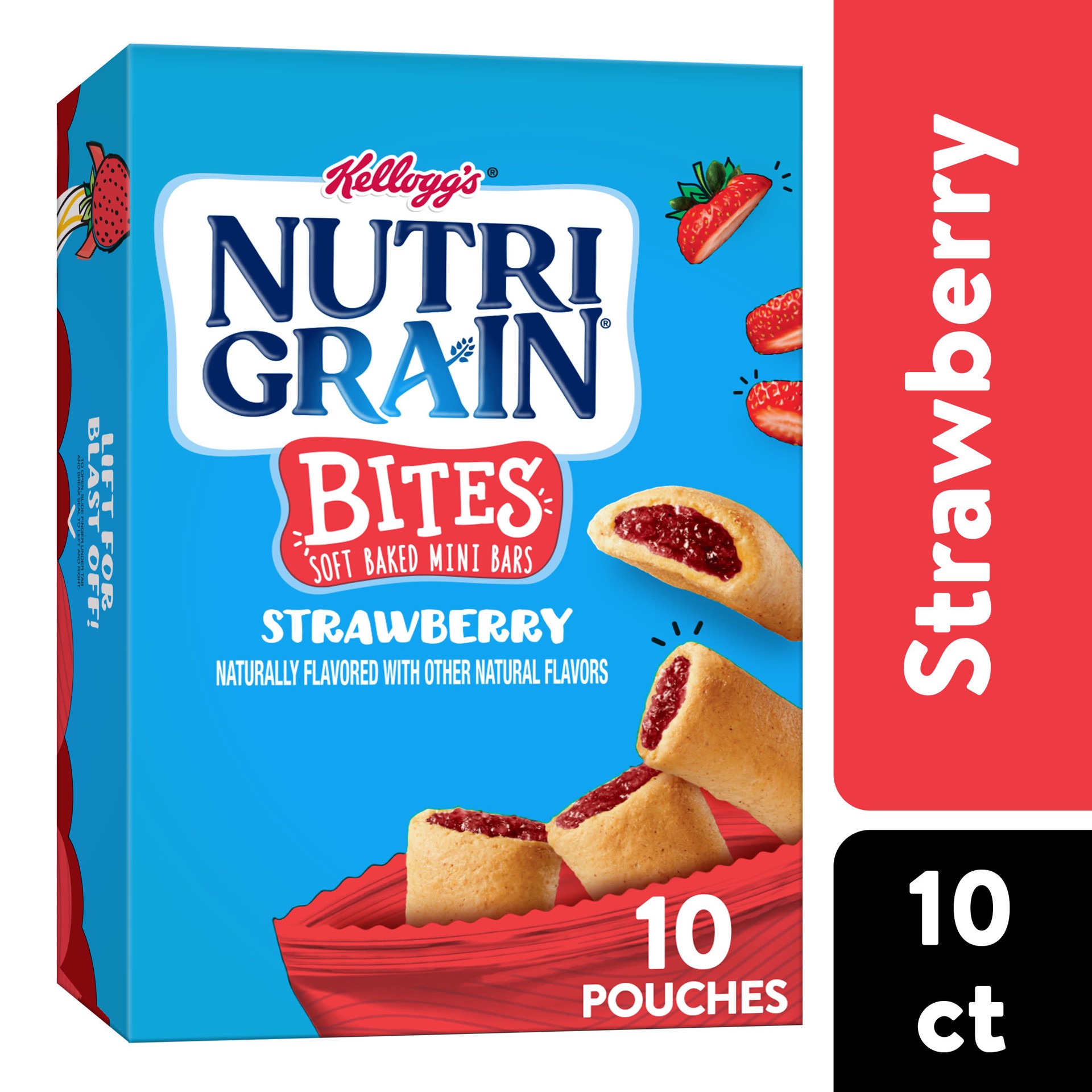 slide 1 of 5, Nutri-Grain Bites Soft Baked Mini Bars, Strawberry, 13 oz, 10 Count, 13 oz