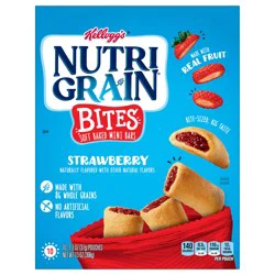 Nutri-Grain Bites Soft Baked Mini Bars, Kids Snacks, Whole Grain, Strawberry, 13oz Box, 10 Pouches