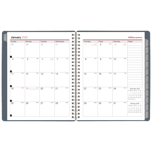 slide 3 of 6, Office Depot Brand Monthly Planner, 7"" x 9"", Silver, January 2026 to December 2026, OD00173026, 1 ct