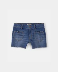 Oshkosh Girls Heart Pocket Denim Shorts - Dark Wash Blue Size 6-6X