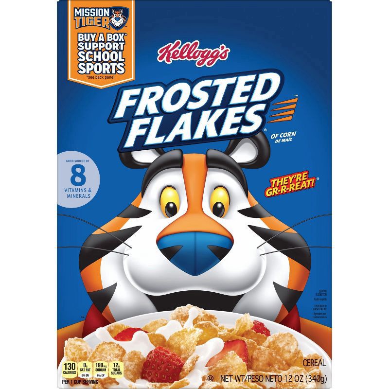 slide 7 of 7, Frosted Flakes Kellogg's Frosted Flakes Breakfast Cereal, Kids Cereal, Family Breakfast, Original, 12oz Box, 1 Box, 12 oz