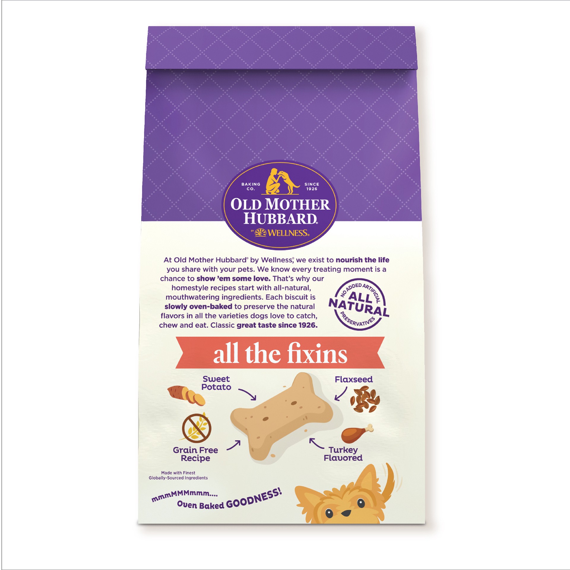 slide 2 of 4, Old Mother Hubbard by Wellness All The Fixins Grain Free Natural Mini Oven-Baked Biscuits Dog Treats, 16 Ounce Bag, 1 ct