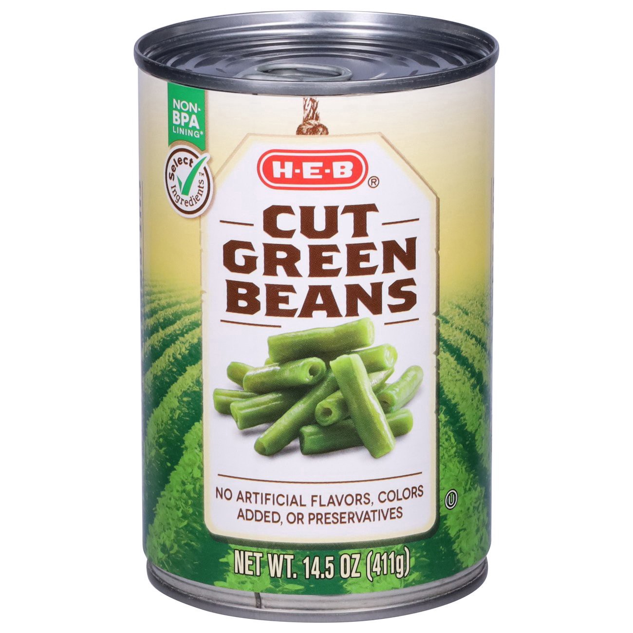 slide 1 of 1, H-E-B Cut Green Beans, 14.5 oz