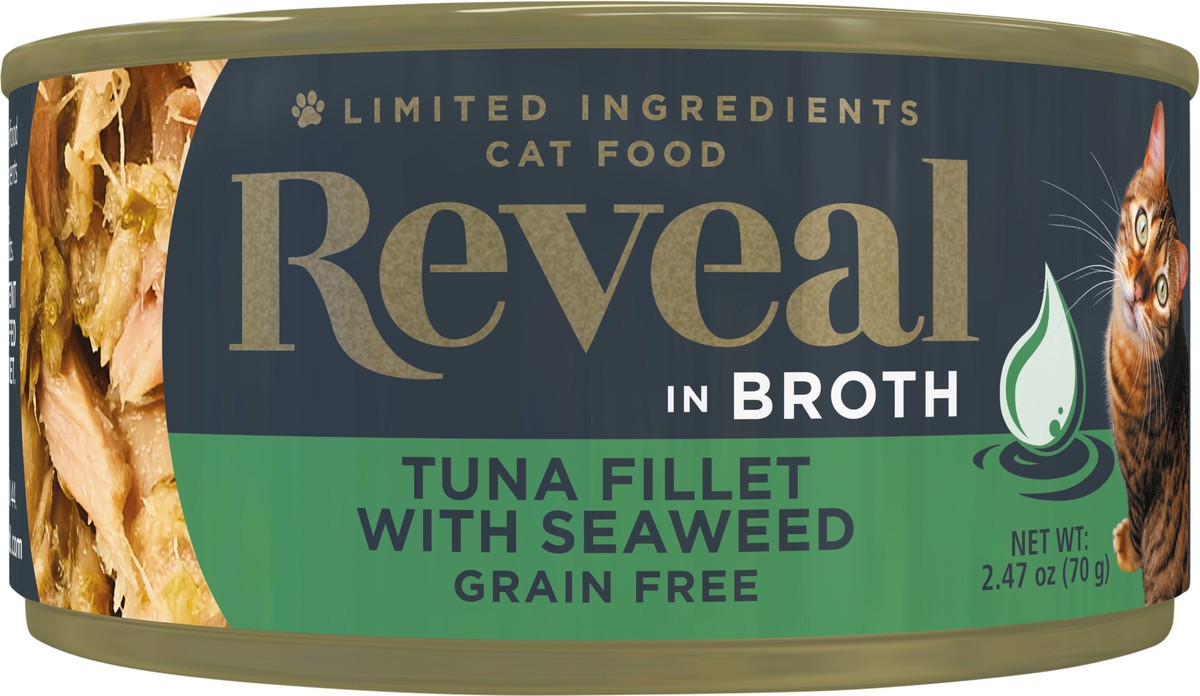 slide 3 of 5, Reveal Wet Cat Food, Tuna With Seaweed In Broth Can, 2.47 oz