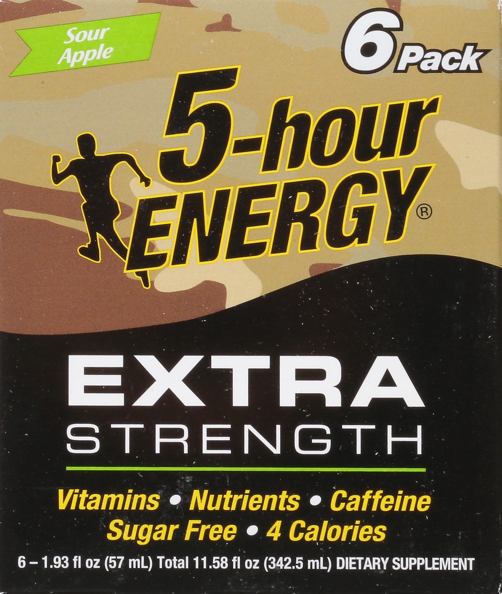 slide 6 of 9, 5-hour ENERGY Shot, Extra Strength, Sour Apple, 6 ct