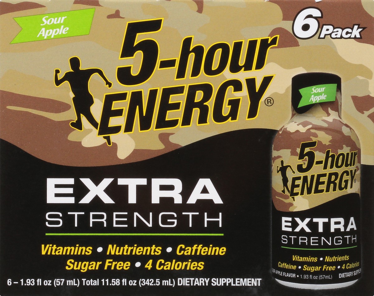 slide 8 of 9, 5-hour ENERGY Shot, Extra Strength, Sour Apple, 6 ct