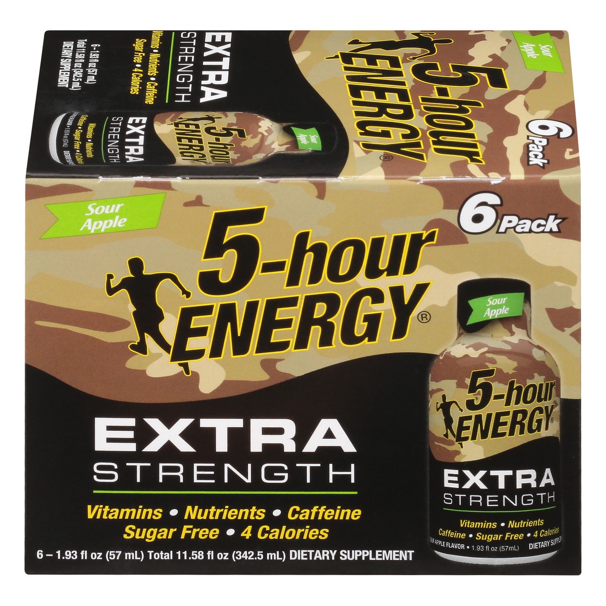 slide 1 of 1, 5-hour ENERGY Shot, Extra Strength, Sour Apple, 6 ct