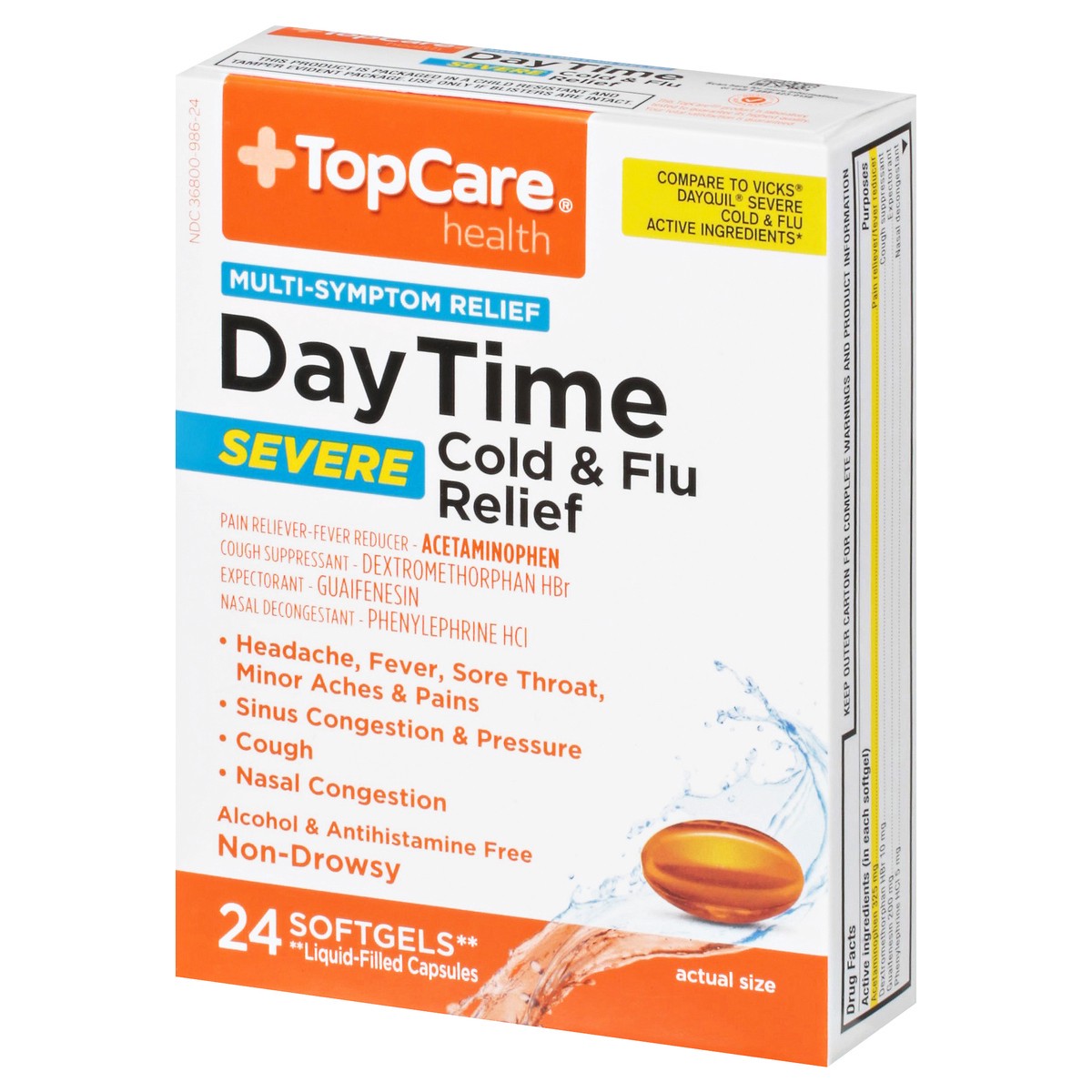slide 4 of 9, TopCare Health Day Time Severe Cold & Flu Relief 24 Softgels, 24 ct
