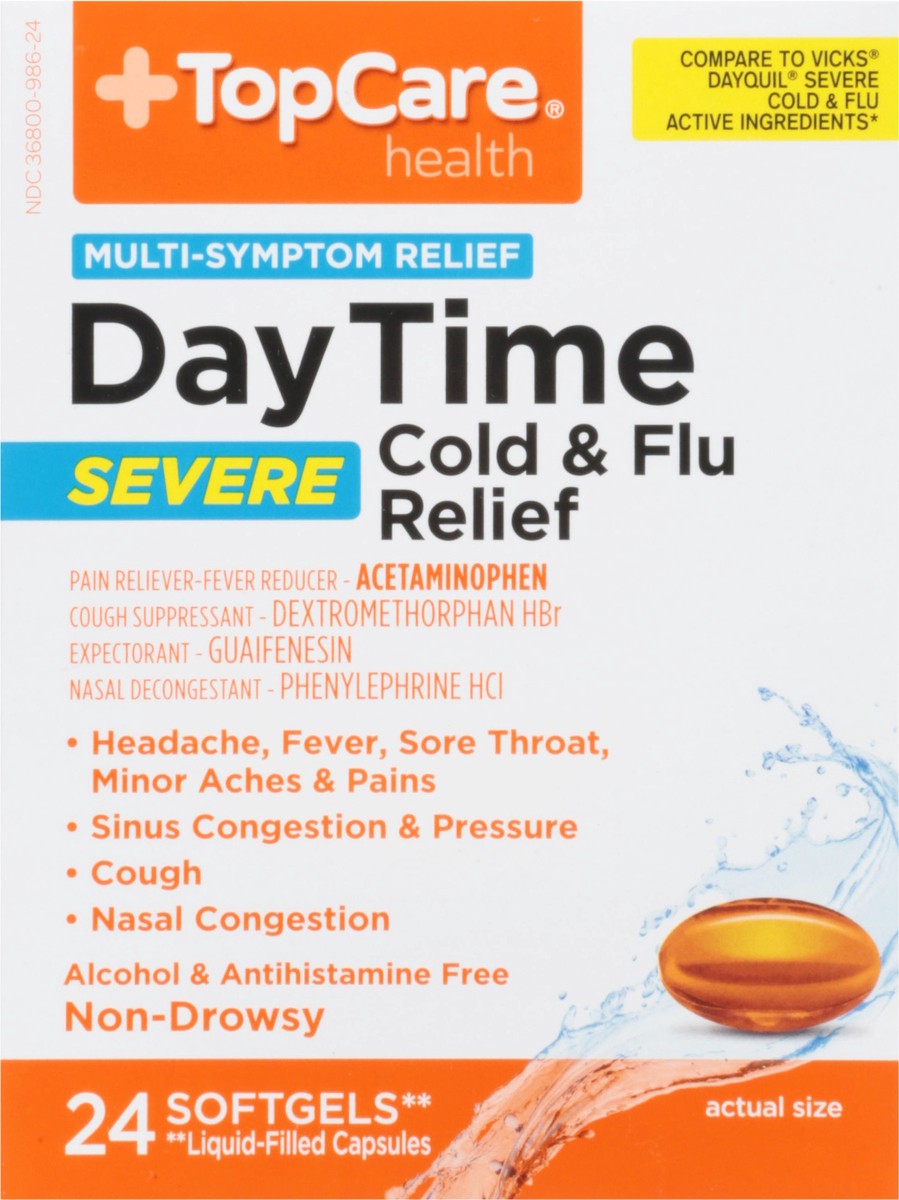 slide 2 of 9, TopCare Health Day Time Severe Cold & Flu Relief 24 Softgels, 24 ct
