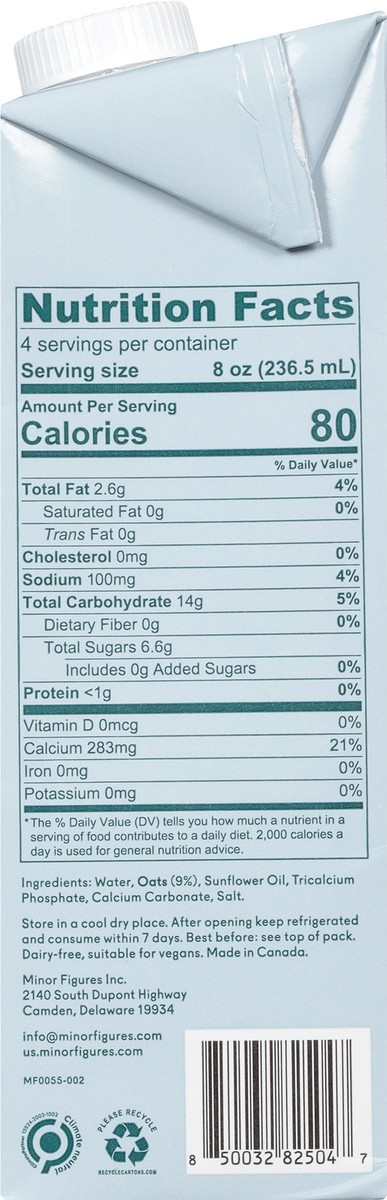 slide 8 of 13, Minor Figures Light Barista Oat Milk 32 fl oz, 32 fl oz