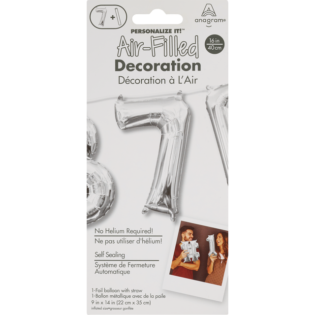 slide 1 of 1, AMSCAN Anagram Air Bln Number 7 Silver, 1 ct