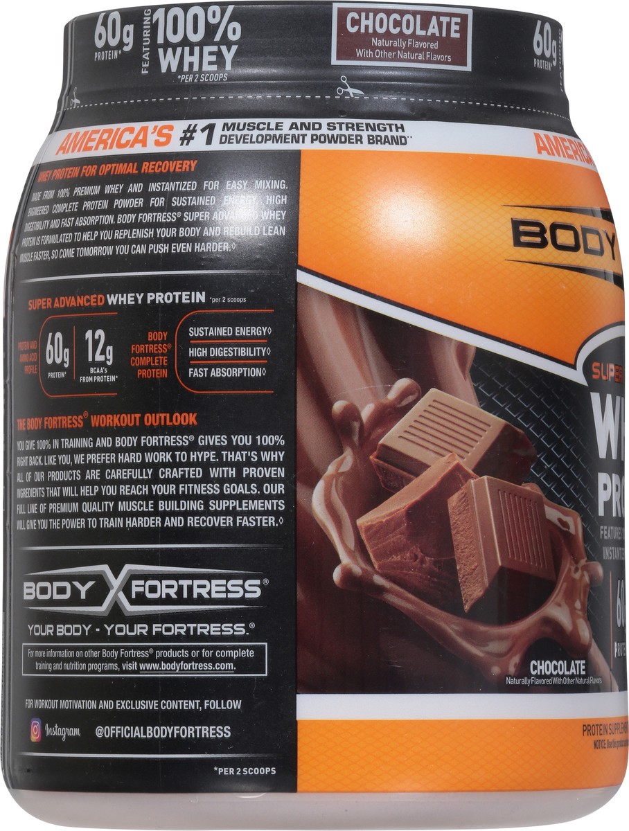 slide 9 of 9, Body Fortress Super Advanced 100% Premium Whey Protein Powder, Chocolate, 60g Protein & 12g BCAAs Per 2 Scoops, Muscle Gain & Recovery, Immune Support with Vitamins C & D, 1.78lbs (Packaging May Vary), 1.78 lb