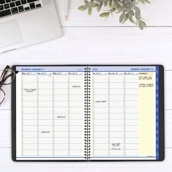 slide 10 of 10, AT-A-GLANCE® QuickNotes® 2026 Weekly Monthly Appointment Book Planner, Black, Large, 8 1/4"" x 11"", 1 ct