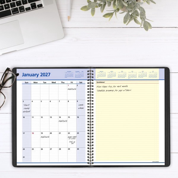 slide 3 of 10, AT-A-GLANCE® QuickNotes® 2026 Weekly Monthly Appointment Book Planner, Black, Large, 8 1/4"" x 11"", 1 ct