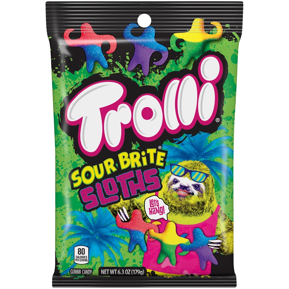 slide 1 of 1, Trolli Sour Brite Sloths, 6.3 oz