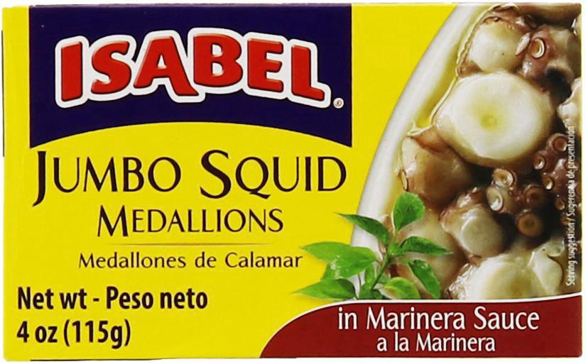 slide 1 of 1, Isabel Jumbo Squid Medallions in Marinera Sauce, 4 oz