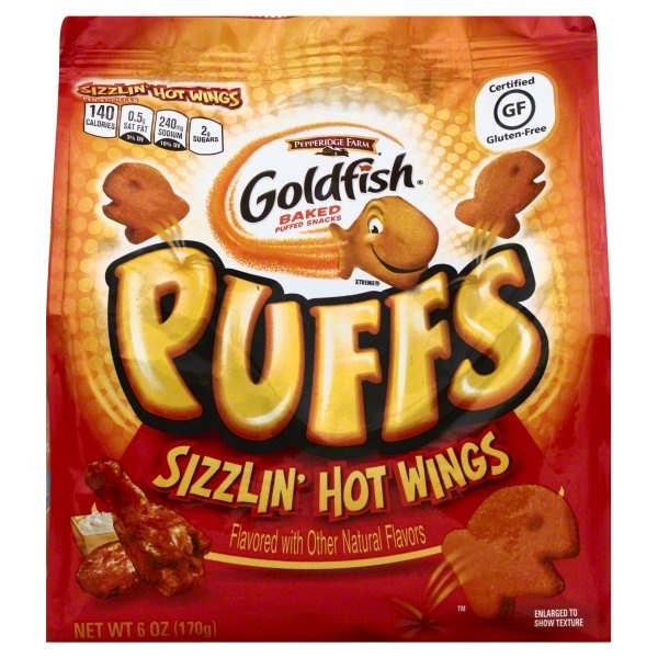 slide 1 of 1, Goldfish Xtreme Puffs Sizzlin' Hot Wings Baked Puffed Snacks, 1 ct