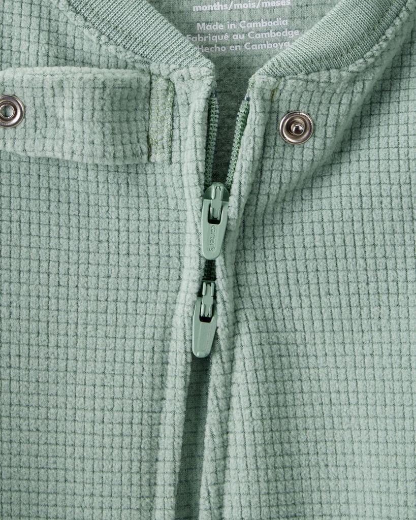 slide 3 of 3, Carter's Carters Baby Boy Waffle Knit Long-Sleeve 2-Way Zip 1-Piece Pajamas - Green Green 12M, 1 ct