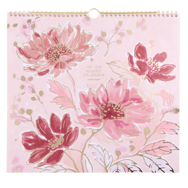 slide 1 of 5, Russell & Hazel 2025-2026 Russell & Hazel Monthly Hanging Wall Calendar, 13-1/4"" x 12-1/4"", Blush Floral, July 2025 To June 2026, 103337, 1 ct