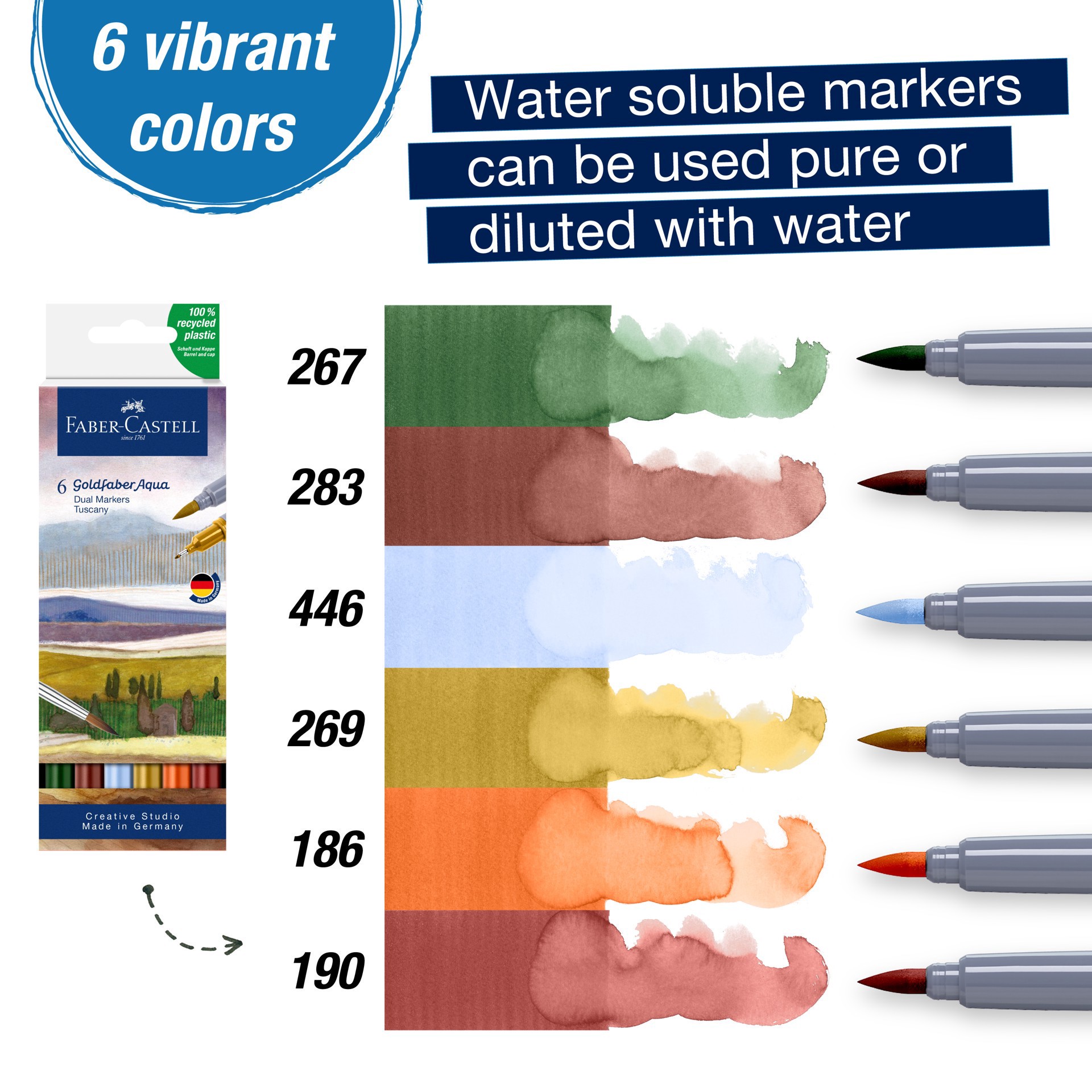 slide 2 of 7, Faber-Castell Goldfaber Aqua Tuscany Dual-Tip Marker Set, 1 ct