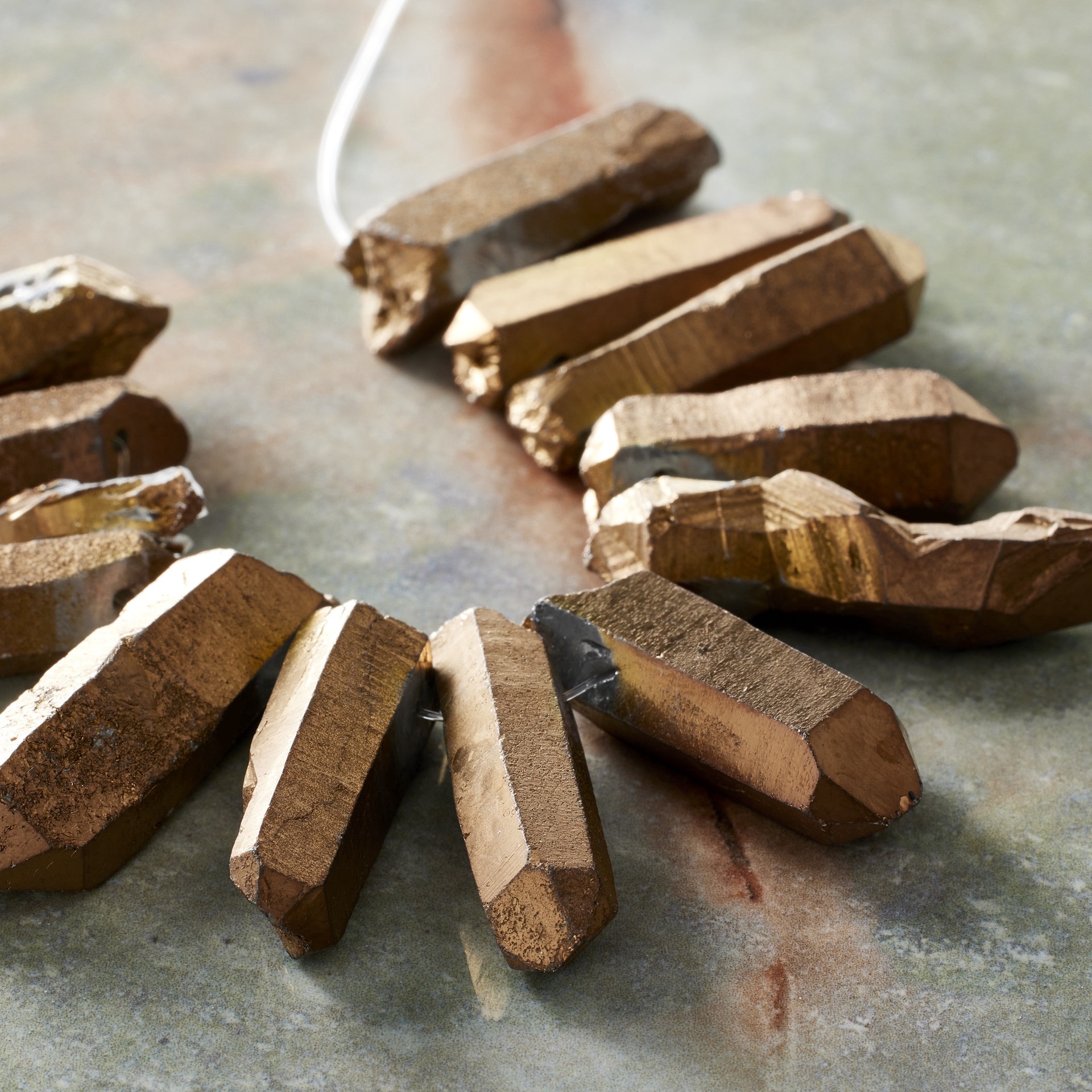 slide 2 of 3, Bronze Luster Crystal Quartz Stick Beads By Bead Landing, 8mm-33mm