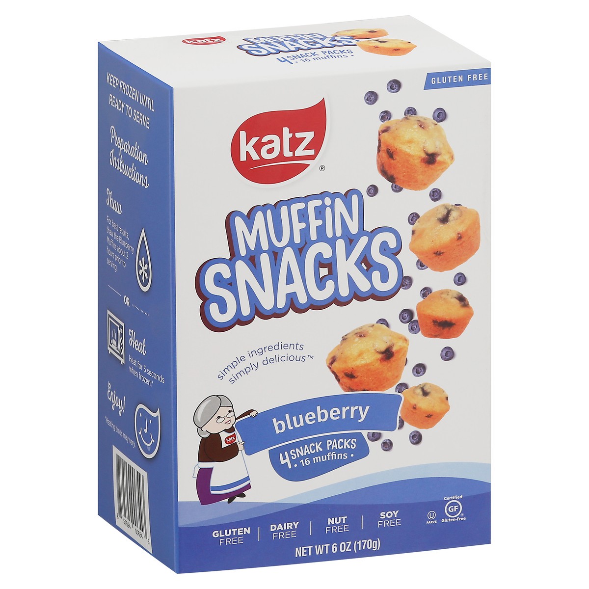 slide 2 of 9, Katz Muffin Snacks Blueberry, 6 oz