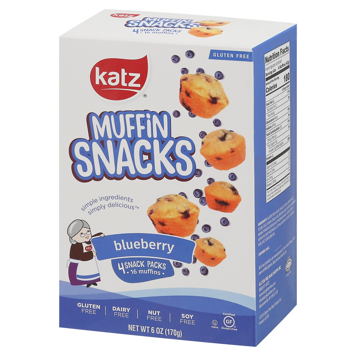 slide 3 of 9, Katz Muffin Snacks Blueberry, 6 oz
