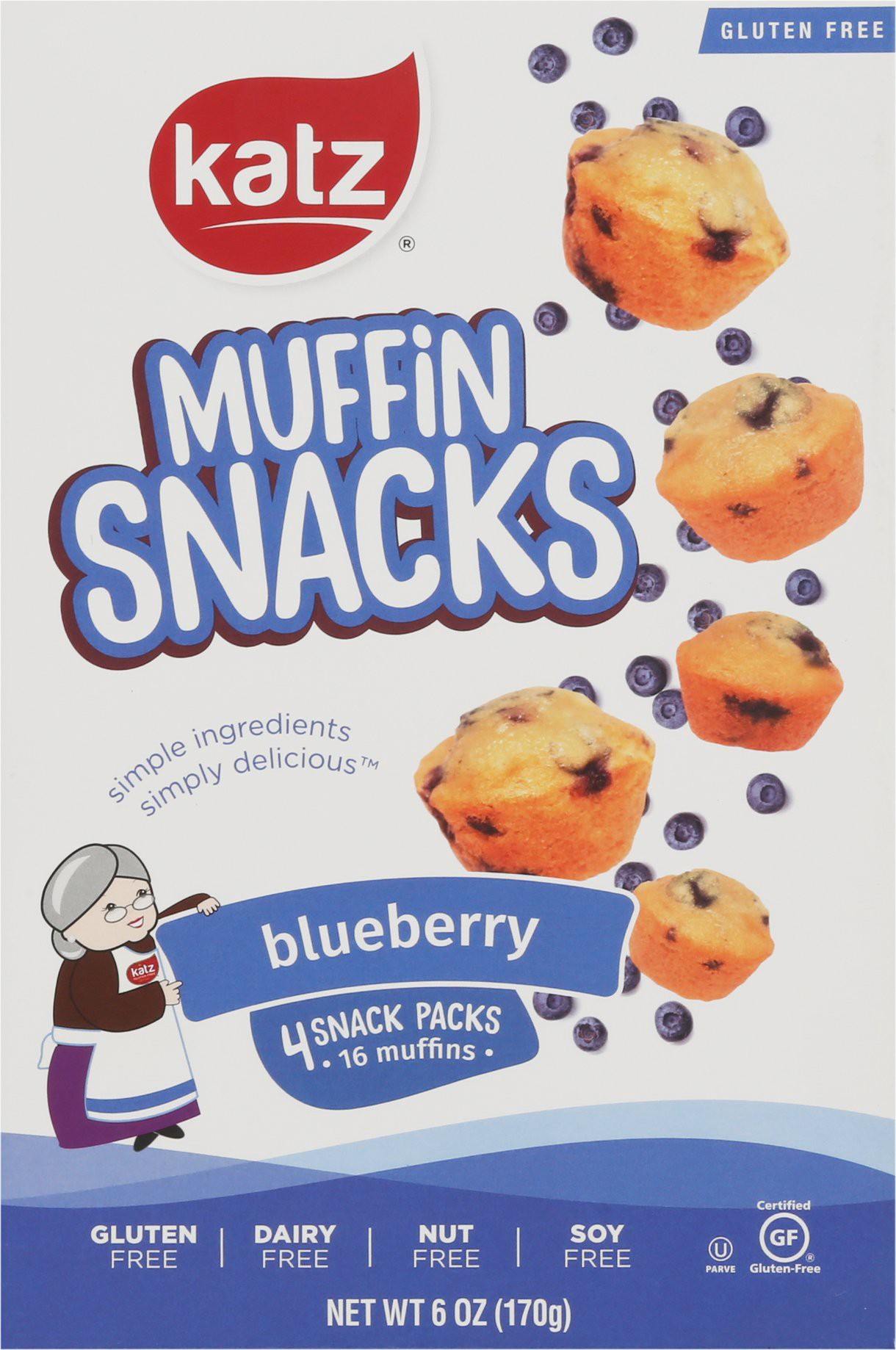 slide 1 of 9, Katz Muffin Snacks - Blueberry, 1 ct