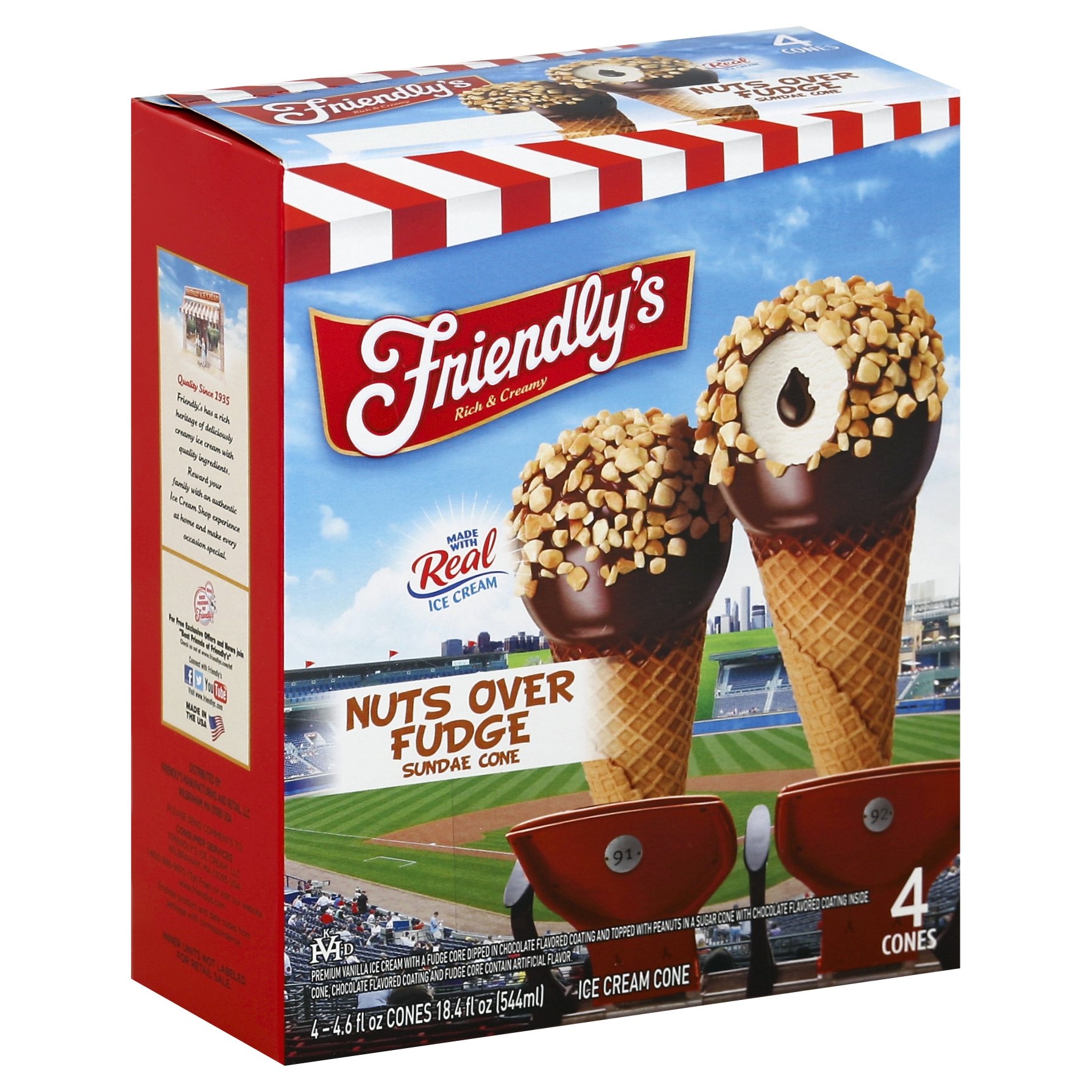 slide 1 of 1, Friendly's Ice Cream Cones - Nuts Over Fudge, 4 ct; 18.4 oz
