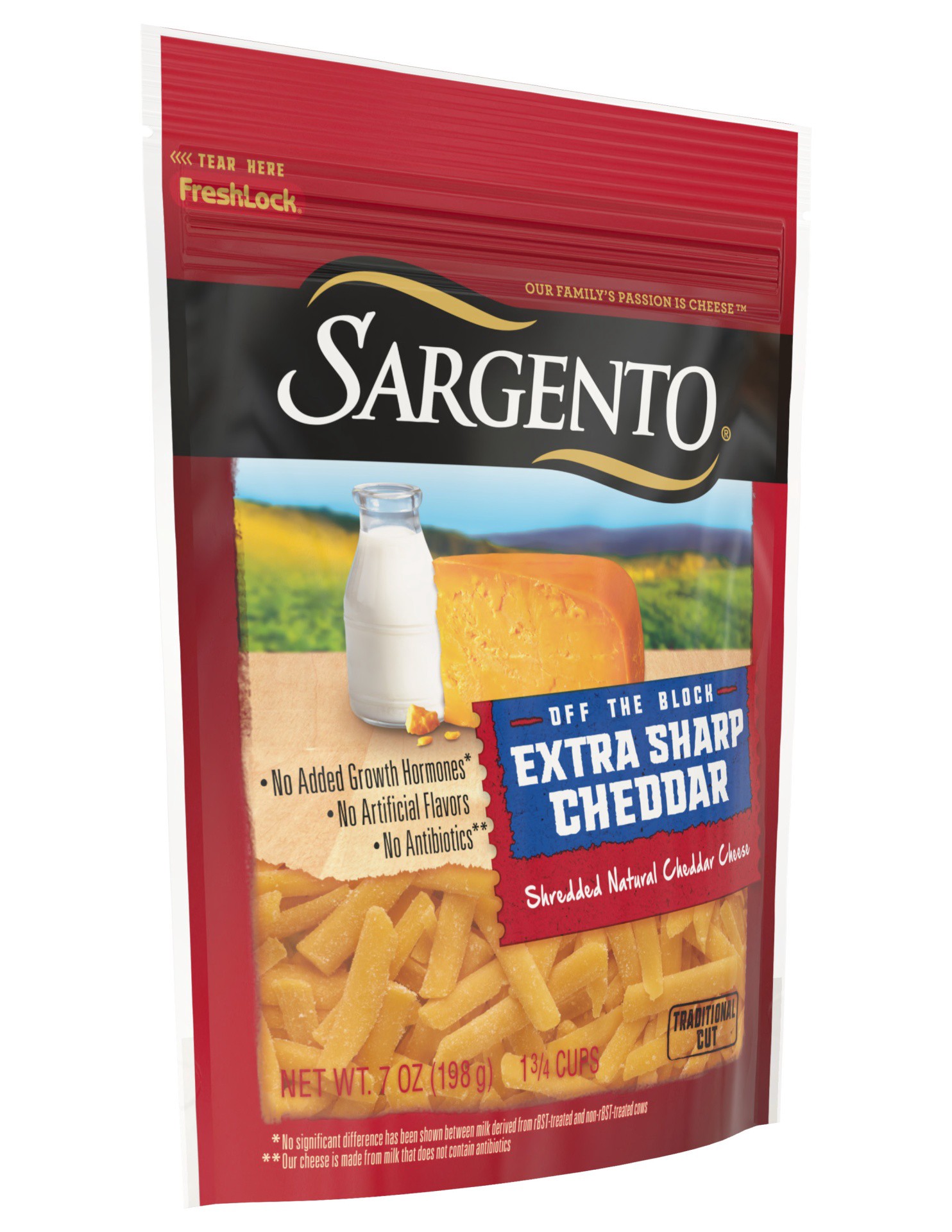 slide 3 of 7, Sargento Off The Block Extra Sharp Cheddar Traditional Cut Shredded Cheese, 7 oz