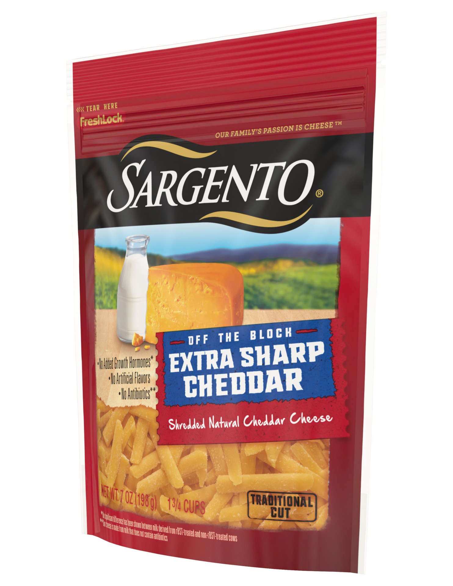 slide 4 of 7, Sargento Off The Block Extra Sharp Cheddar Traditional Cut Shredded Cheese, 7 oz