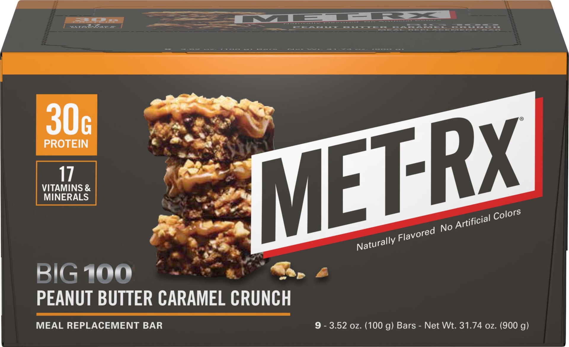 slide 1 of 2, MET-Rx BIG 100 Meal Replacement Bar, Peanut Butter Caramel Crunch, 3.52 oz