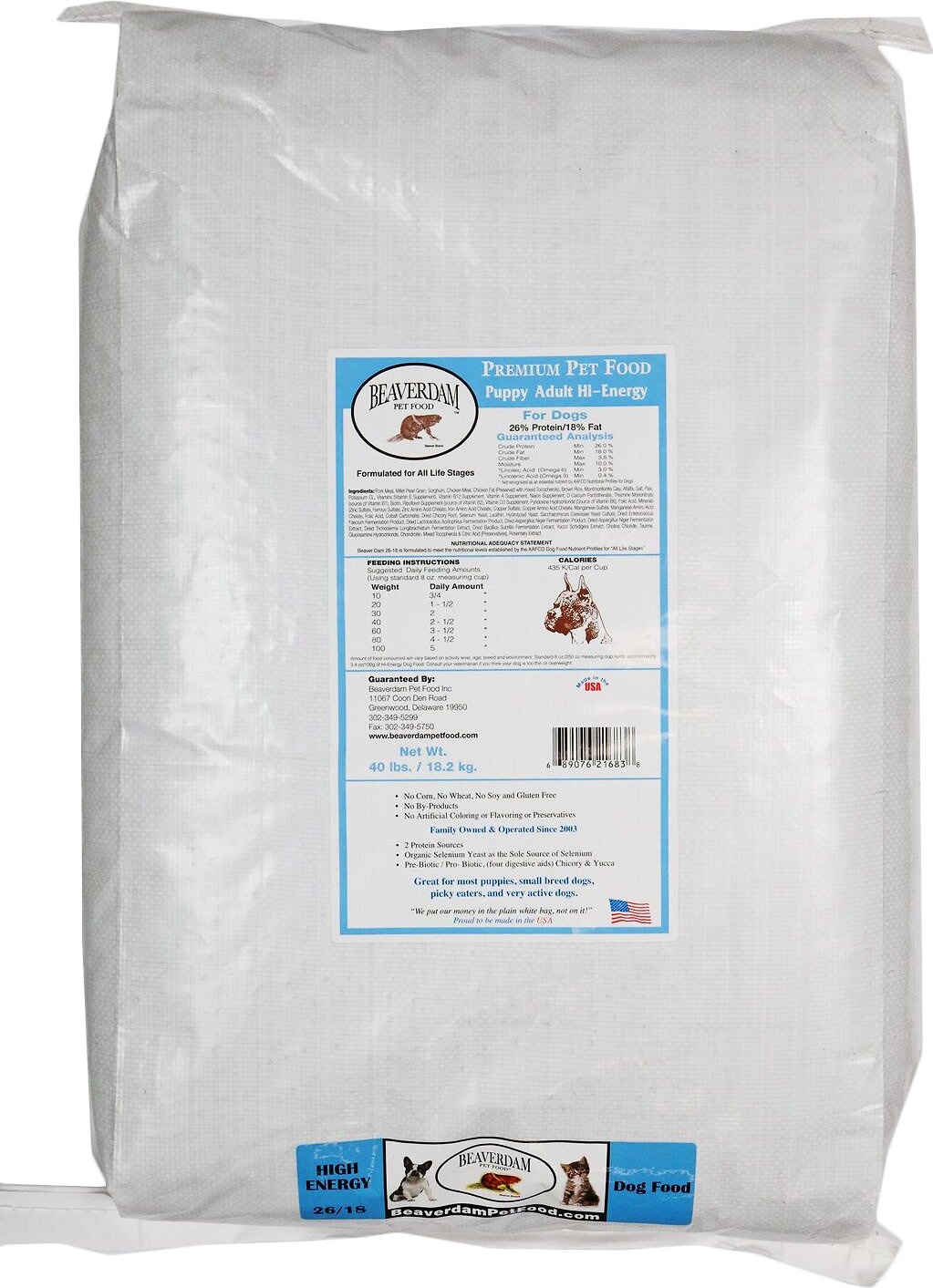 slide 1 of 1, Beaverdam Hi-Protein Dog Food, 40 lb