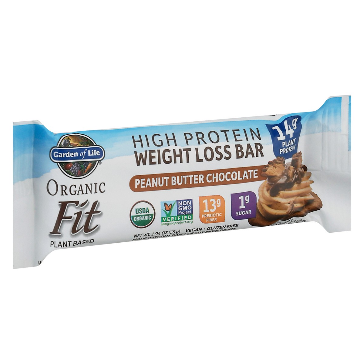 slide 4 of 9, Garden of Life Organic Fit High Protein Peanut Butter Chocolate Weight Loss Bar 1.94 oz, 1.9 oz